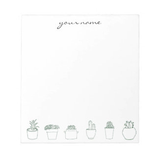 Personalized Watercolor Succulents Boho Notepad ノートパッド
