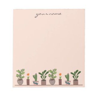 Personalized Watercolor Succulents Boho Notepad ノートパッド