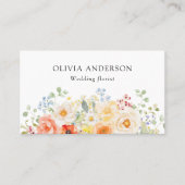 Personalized Watercolor Sunny Floral QR Code 名刺 (正面)