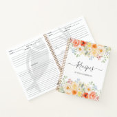 Personalized Watercolor Sunny Flower Floral Recipe ノートブック (内部)