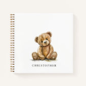 Personalized Watercolor Teddy Bear Kids Sketch ノートブック (正面)