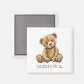 Personalized Watercolor Teddy Bear Name Magnet マグネット (正面/裏面)
