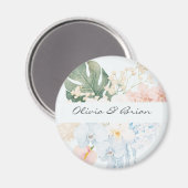 Personalized Watercolor Tropical Flower Floral マグネット (正面/裏面)