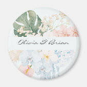 Personalized Watercolor Tropical Flower Floral マグネット (正面)