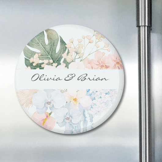Personalized Watercolor Tropical Flower Floral マグネット