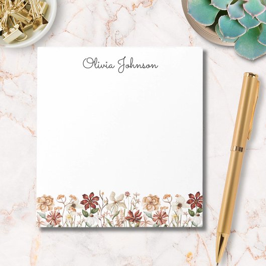 Personalized Watercolor Vintage Wildflower Meadow ノートパッド