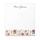 Personalized Watercolor Vintage Wildflower Meadow ノートパッド (正面)