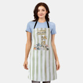 Personalized Watercolor Whimsical Cat Apron エプロン (着用した状態)
