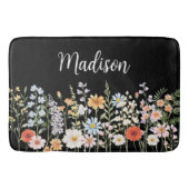 Personalized Watercolor Wild Flower Floral Elegant バスマット (正面)