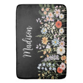 Personalized Watercolor Wild Flower Floral Elegant バスマット (正面縦)