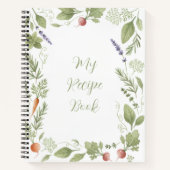 Personalized Watercolor Wild Herbs Recipe Book ノートブック (正面)