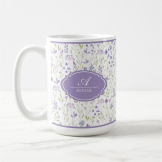 Personalized Watercolor Wildflower Mug コーヒーマグカップ