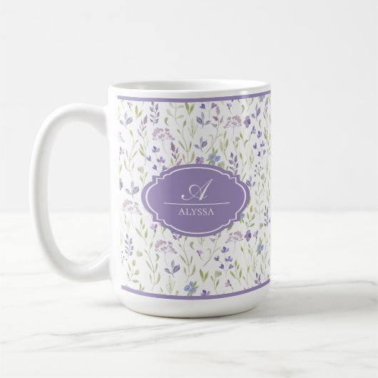 Personalized Watercolor Wildflower Mug コーヒーマグカップ (左)