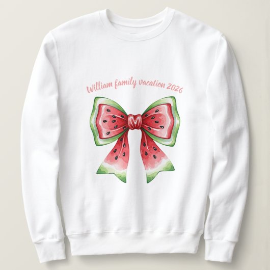 Personalized watermelon coquette bowtie ribbon  スウェットシャツ (デザイン正面)