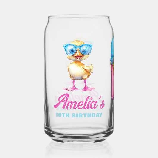 Personalized Waterpark Birthday Duck ガラス缶 (正面)