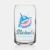 Personalized Waterpark Shark Pool Party ガラス缶 (正面)