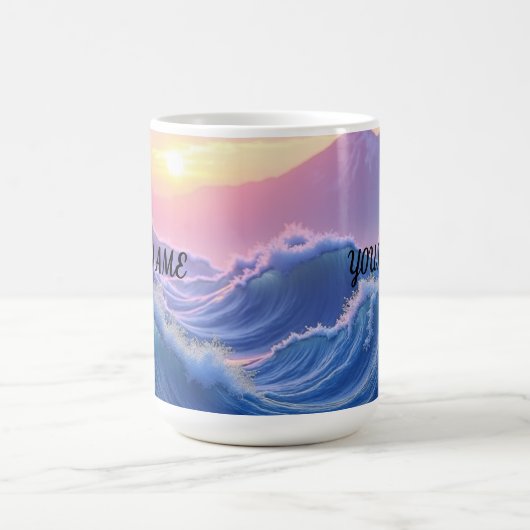 Personalized Waves Mountain  コーヒーマグカップ (中央)