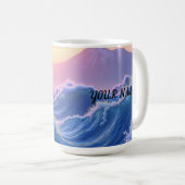 Personalized Waves Mountain  コーヒーマグカップ (正面右)