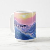 Personalized Waves Mountain  コーヒーマグカップ (正面左)