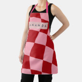 Personalized Wavy Red and Pink Checkered エプロン (インサイチュ)