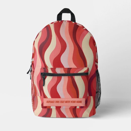 Personalized Wavy Stripe Backpack プリントバックパック (正面)