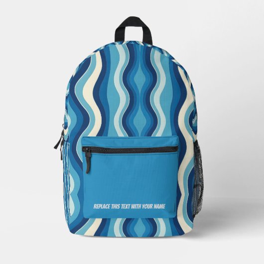 Personalized Wavy Stripe Backpack プリントバックパック (正面)