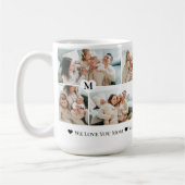 Personalized We Love You Mom Heart Photo Collage コーヒーマグカップ (左)