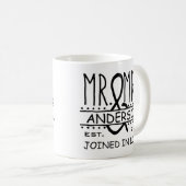 personalized Wedding氏および夫人名字の日付 コーヒーマグカップ (正面右)