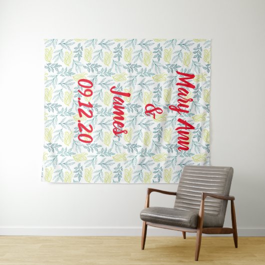 Personalized Wedding Backdrop Pink Gold Lights タペストリー (インサイチュ(横))