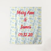 Personalized Wedding Backdrop Pink Gold Lights タペストリー (正面)