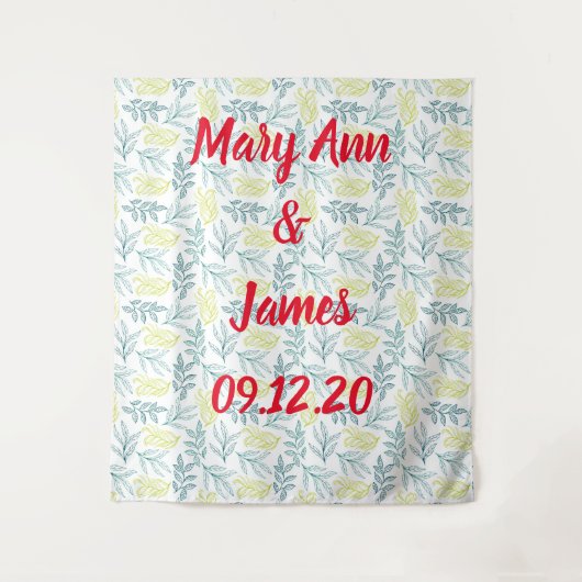Personalized Wedding Backdrop Pink Gold Lights タペストリー (正面)