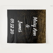 Personalized Wedding Backdrop Pink Gold Lights タペストリー (正面(横))