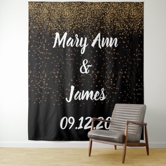 Personalized Wedding Backdrop Pink Gold Lights タペストリー (インサイチュ)