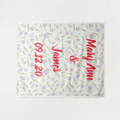 Personalized Wedding Backdrop Pink Gold Lights タペストリー (正面(横))
