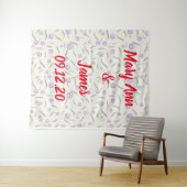 Personalized Wedding Backdrop Pink Gold Lights タペストリー (インサイチュ(横))