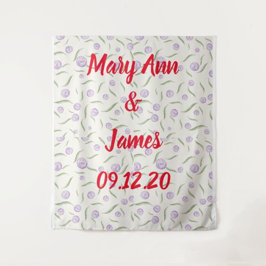 Personalized Wedding Backdrop Pink Gold Lights タペストリー (正面)