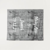 Personalized Wedding Backdrop Wood Background タペストリー (正面(横))