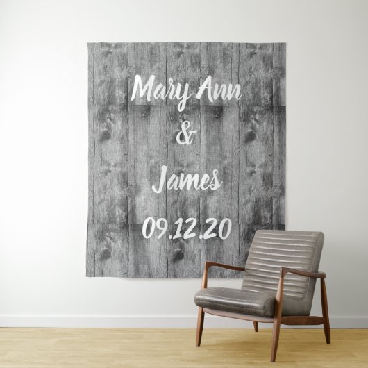 Personalized Wedding Backdrop Wood Background タペストリー (インサイチュ)