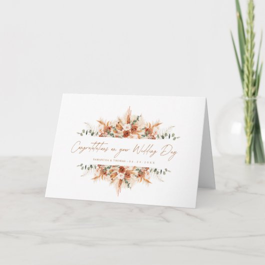 Personalized Wedding Congratulations Terracotta  カード (正面)