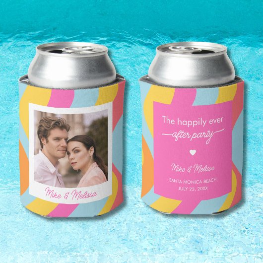 Personalized Wedding Custom Photo Retro Groovy 缶クーラー