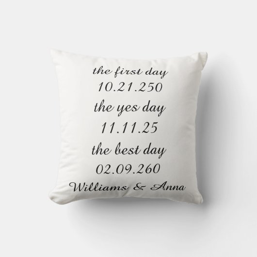 Personalized Wedding Date Pillow Cover クッション (正面)