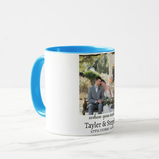 Personalized Wedding Engagement Photo Coffee Mug マグカップ (正面左)