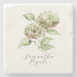 Personalized Wedding Favors Green Hydrangea ストーンコースター