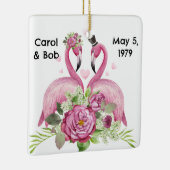 Personalized Wedding Flamingos Couples セラミックオーナメント (右)