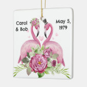 Personalized Wedding Flamingos Couples セラミックオーナメント (左)