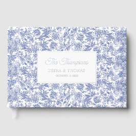 Personalized Wedding French Toile Blue Floral ゲストブック