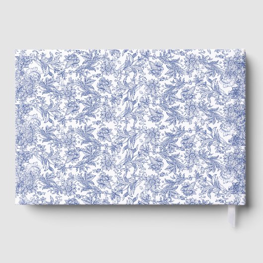 Personalized Wedding French Toile Blue Floral ゲストブック (裏面)