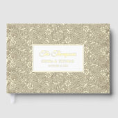 Personalized Wedding French Toile Gold Floral ゲストブック (正面)