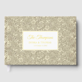 Personalized Wedding French Toile Gold Floral ゲストブック