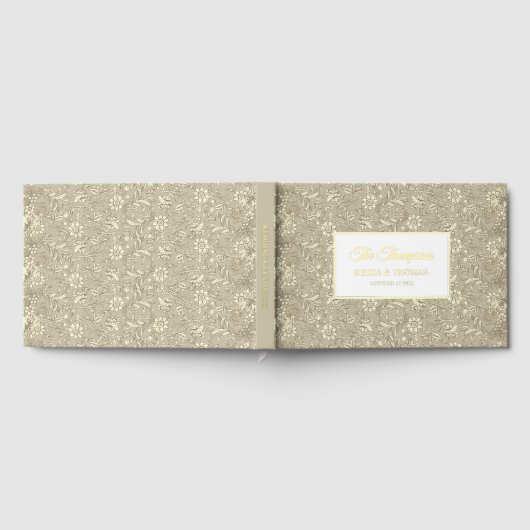Personalized Wedding French Toile Gold Floral ゲストブック (全面)